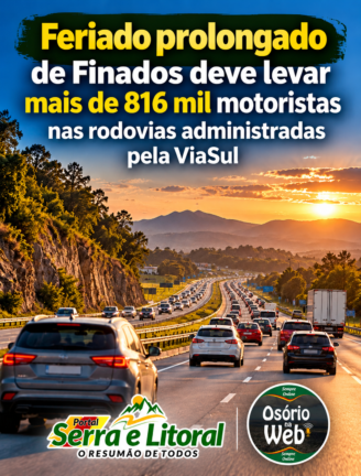 Feriado prolongado de Finados deve levar mais de 816 mil motoristas nas rodovias administradas pela ViaSul