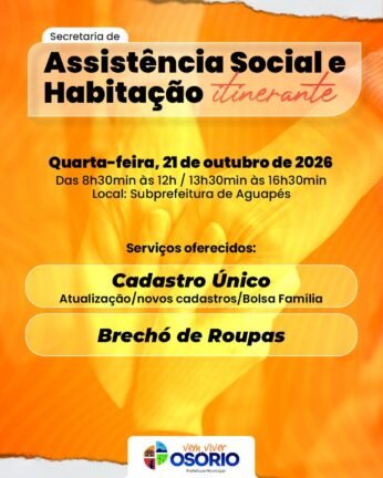 Secretaria Itinerante da Assistência Social vai levar Serviços à Comunidade de Aguapés nesta Quarta-feira