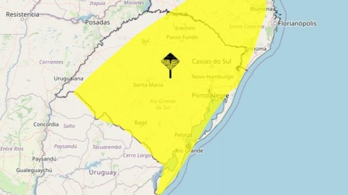 Alerta, da cor amarela, é valido para 437 municípios do Estado, de quase todas as regiões.
Instituto Nacional de Meteorologia (Inmet) / Reprodução