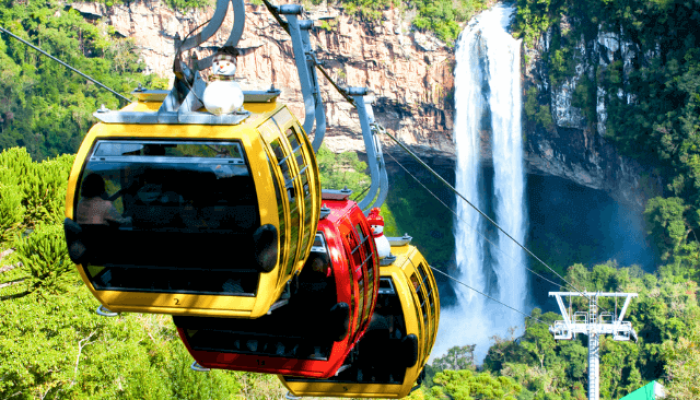Bondinhos Aéreos em Canela com Vista privilegiada da CASCATA do Caracol