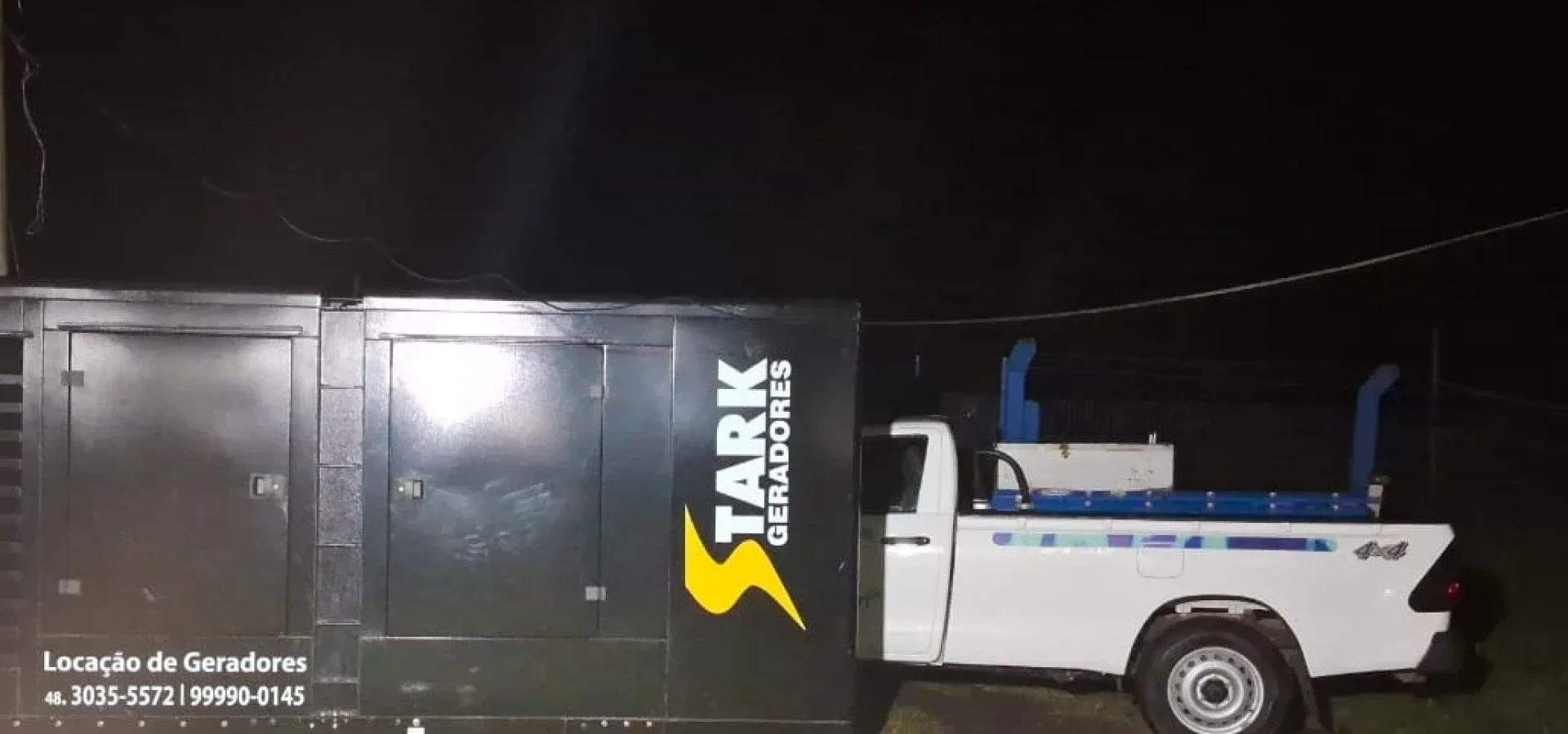 Gerador instalado ainda de madrugada em Granja Vargas, Palmares do Sul.