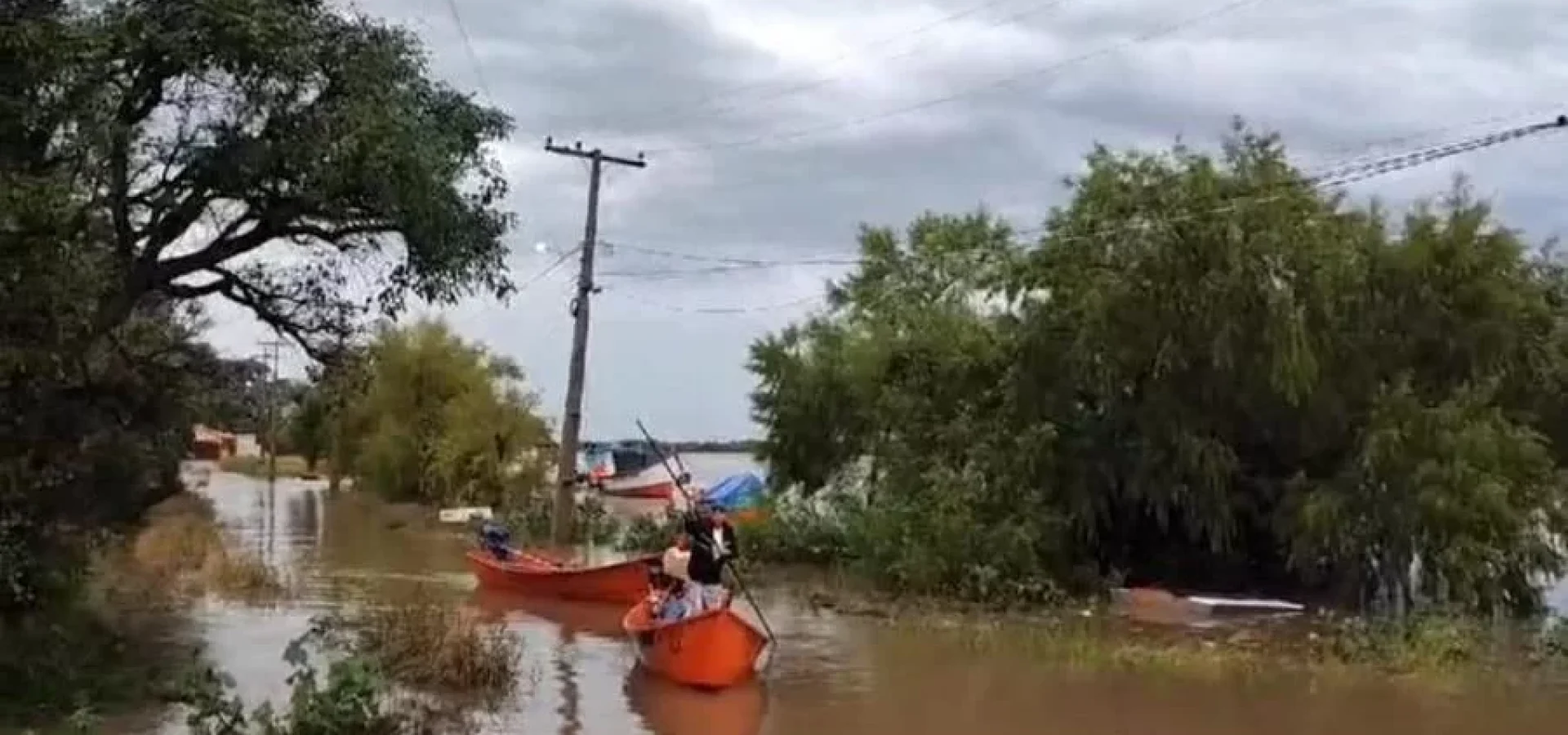 Cinco famílias estão desabrigadas devido a cheia do Rio Jaguarão | Foto: Elienai Silva/ Prefeitura de Jaguarão/CP