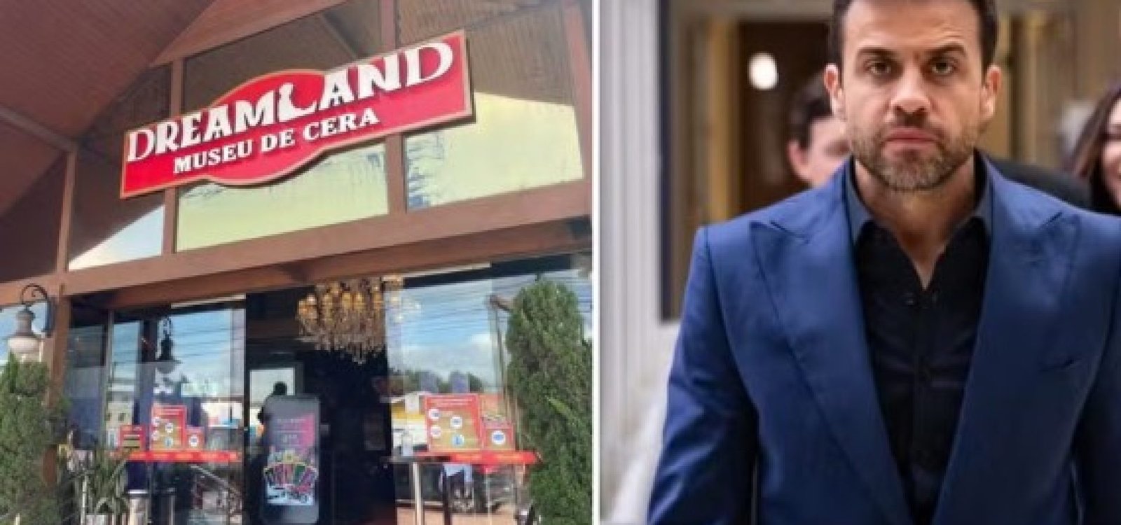 Pablo Marçal terá estátua de cera em Museu Dreamland, em Gramado.  — Foto: Dreamland/Divulgação e Fábio Tito/g1