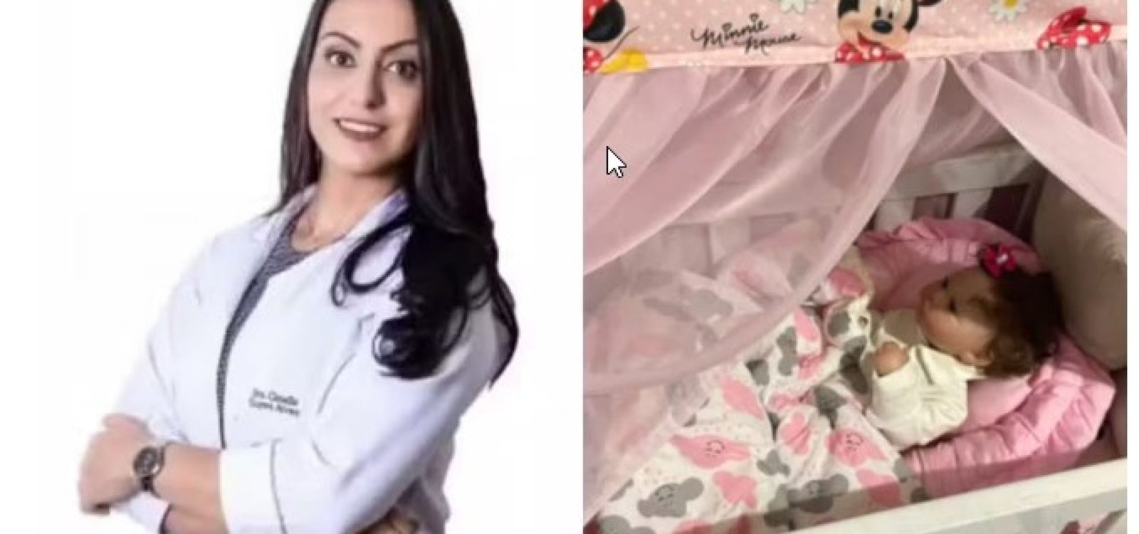 Médica presa suspeita de participar da morte de mulher para ficar com a filha dela mantinha um quarto com bebê reborn — Foto: Reprodução/Redes sociais. | Divulgação/Polícia Civil de Minas Gerais