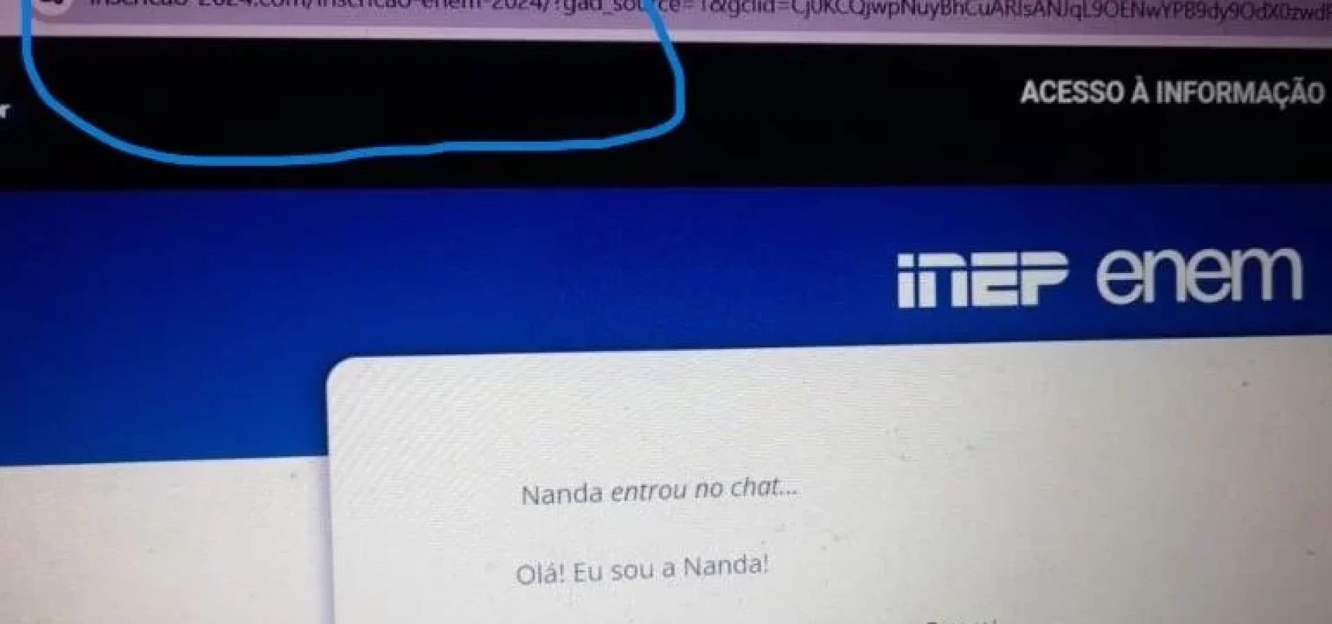 Site falso imita as funcionalidades do portal de inscrição oficial, mas não usa o domínio ".gv.br" | Foto: Reprodução Portal Nacional de Educação / Divulgação / CP