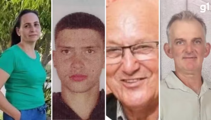 Vítimas da enchente no RS foram identificadas como Geneci da Rosa, Mario César Trielweiler Gonçalves, Mauro Perfeito da Silva e Ademar José Backes. — Foto: Arquivo pessoal e Reprodução