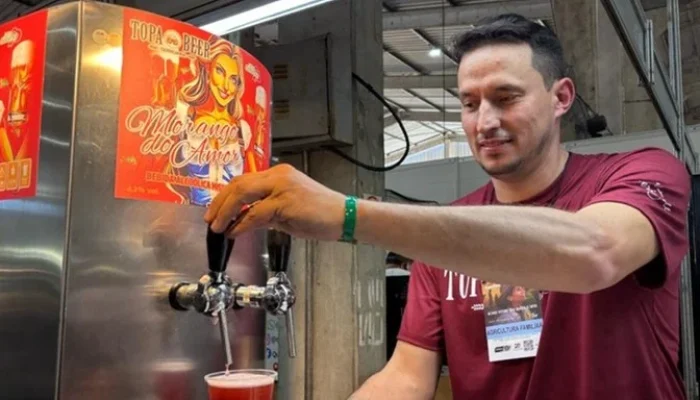 Entre os destaques, o chopp do morango e do amor, da Bebidas Ferigollo, de Frederico Westphalen. | Foto: Pedro Andrade / Ascom Expointer / Divulgação / CP