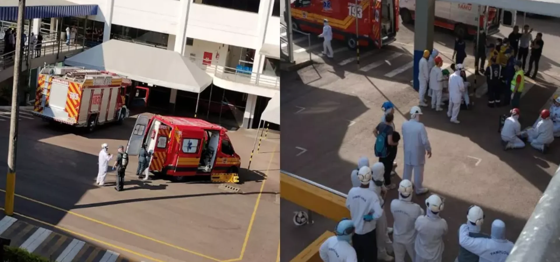 Vinte funcionários receberam atendimento por intoxicação após forte vazamento de gás amônia.