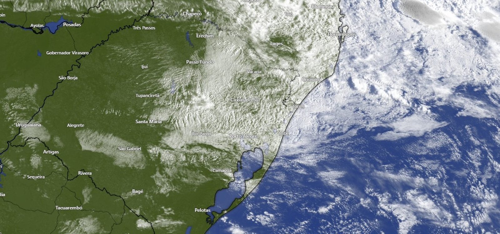 Domingo terá sol, nebulosidade e chance de garoa no Norte do RS
Frente fria que chegou na madrugada derrubou as temperaturas. (Foto - Reprodução Windy)