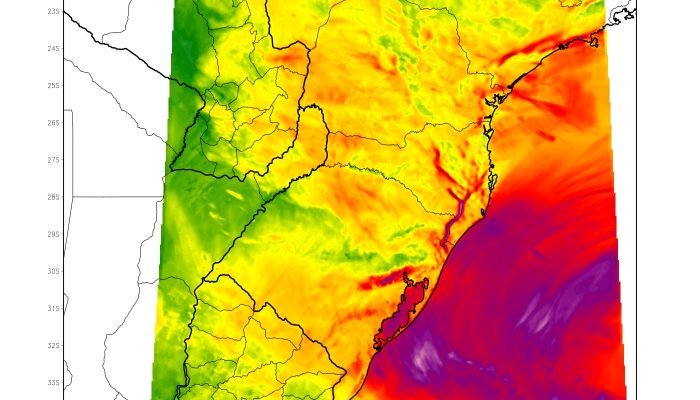 Projeção de vento máximo do modelo WRF-ECMWF | METSUL